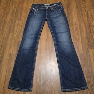 MEK Denim Womens Handcrafted Bootcut Jeans Size 28 Distressed Dark Wash Y2K E86